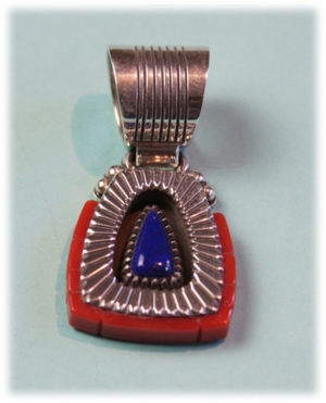 Byron McCurtain Pendant with Red Coral Side Inlay