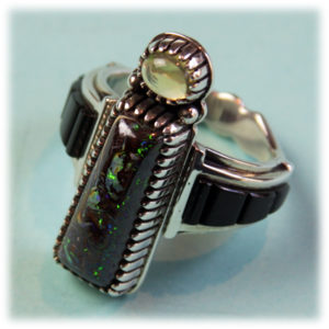 Byron McCurtain Ring Opal and Black Jade