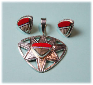 Duane Maktima Triangle Shaped Pendant and Earring Set