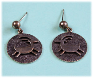 Ramon Dalangyawma Hopi Overlay Earrings with Goat