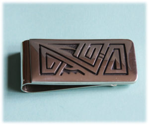Ramon Dalangyawma Hopi Overlay Money Clip with Water Designs