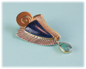 Victoria Adams Spiral Design Brooch with Lapis