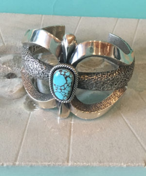 Aaron Anderson Tufa Cast Cuff Bracelet with Kingman Turquoise