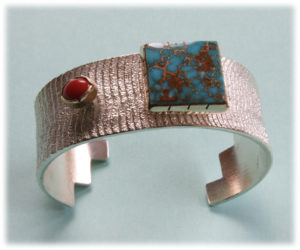 Althea Cajero Cuttlefish Bone Cast Bracelet with Turquoise