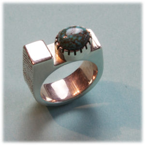 Roy Talahaftewa Ring with Kingman Turquoise 7