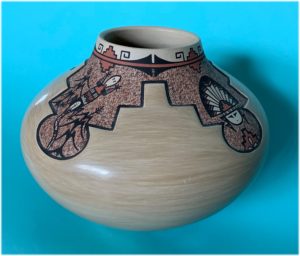 BJ Fragua Corn Maiden and Lizard Design Bowl