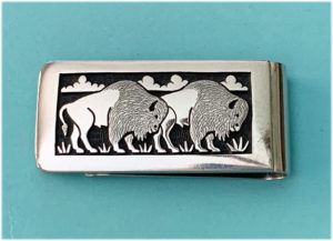 Ramon Dalangyawma Hopi Overlay Money Clip with Buffalo