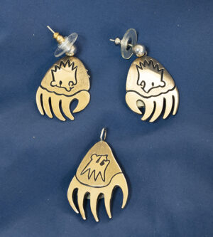 Watson Honanie Bear Paw Pendant and Earrings