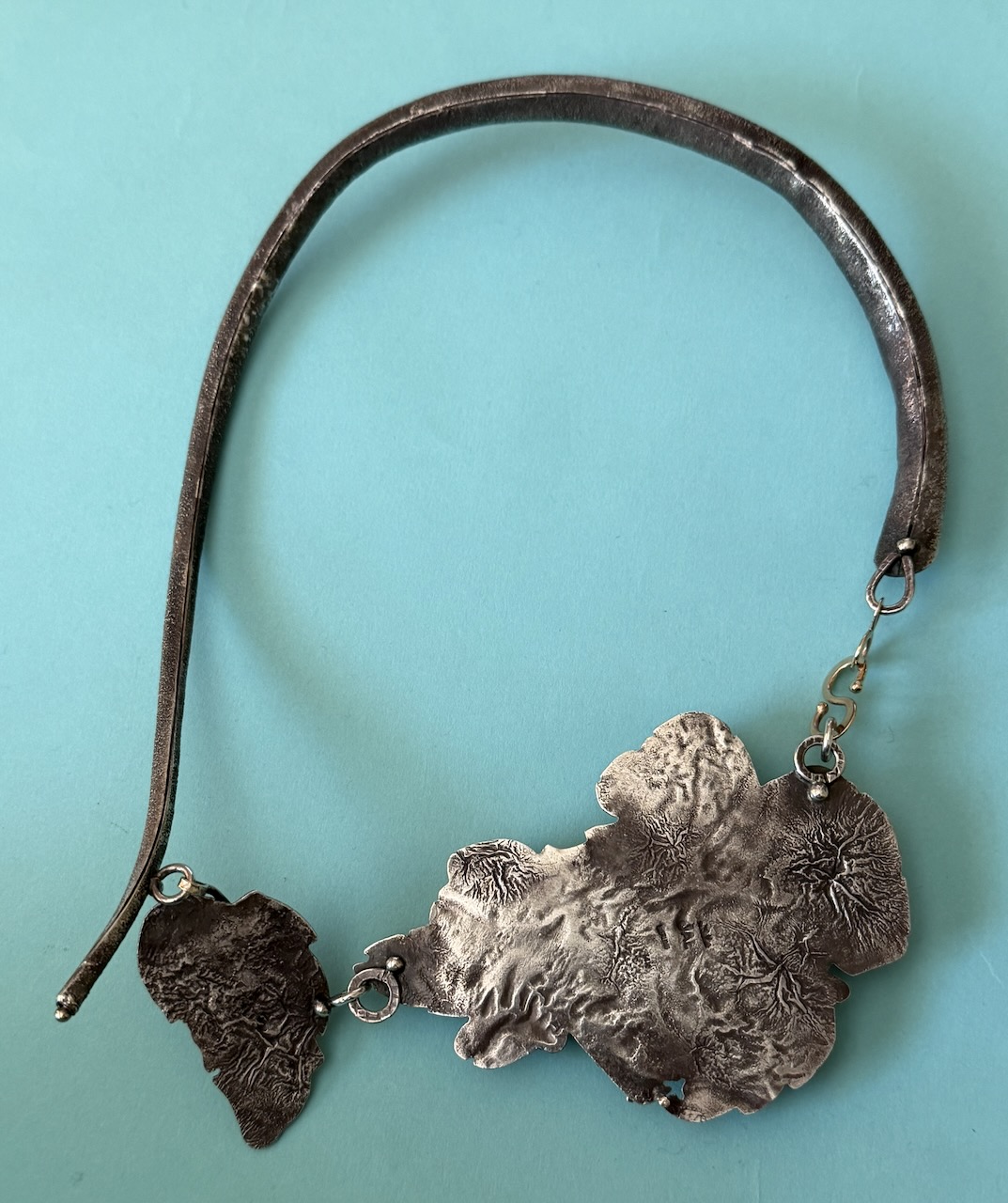 Jolene Eustace, Sterling Silver Necklace, with Carved Stones and 14K Gold Accents - Image 2